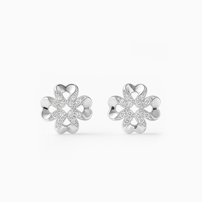 Heart Blossom Silver Zirconia Earrings