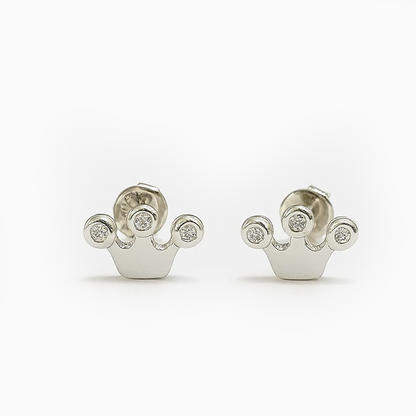 Silver Crown Studs with Sparkle