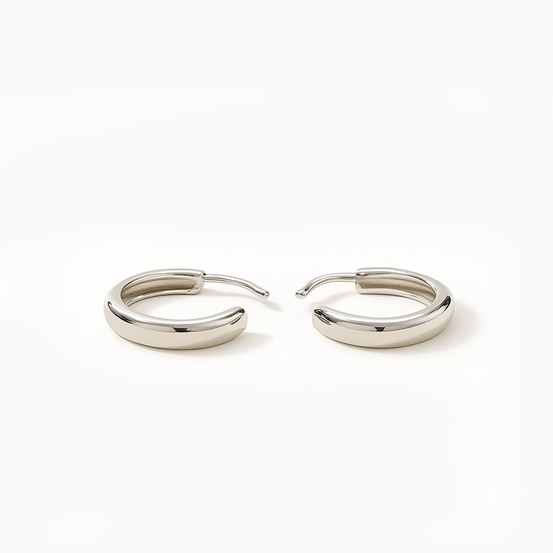 Minimalist Silver Hoop Studs