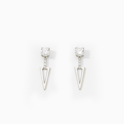 Cubic Zirconia Triangle Drop Silver Earrings