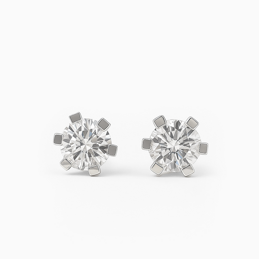 Cubic Zirconia Silver Prong Studs