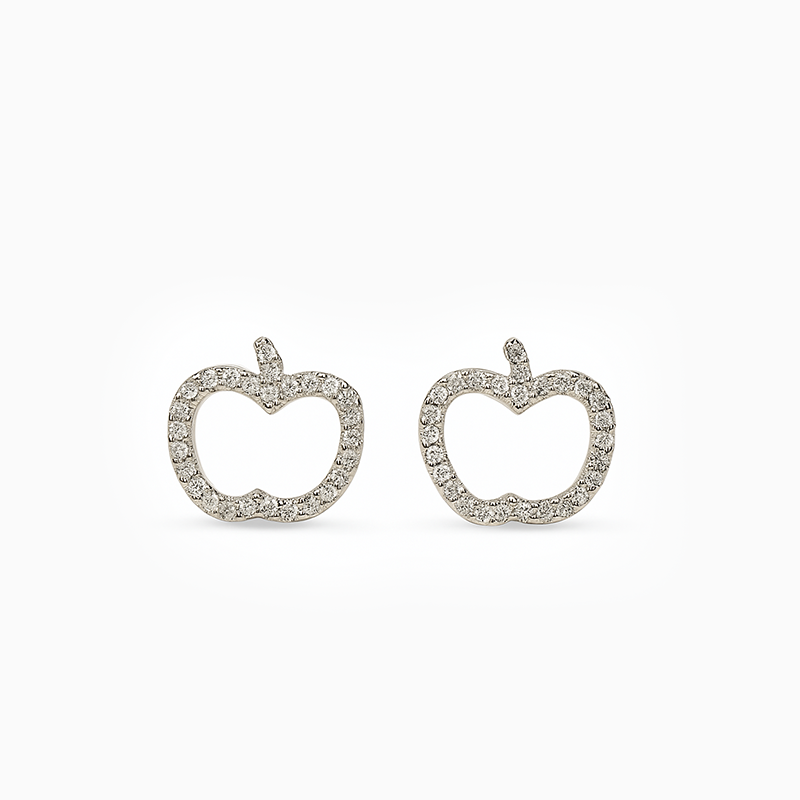 Trendy Apple Silver Stud Earrings