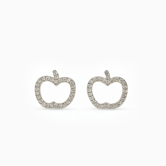 Trendy Apple Silver Stud Earrings