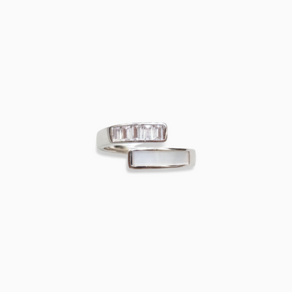 Chic Crystal Bar Adjustable Silver Ring