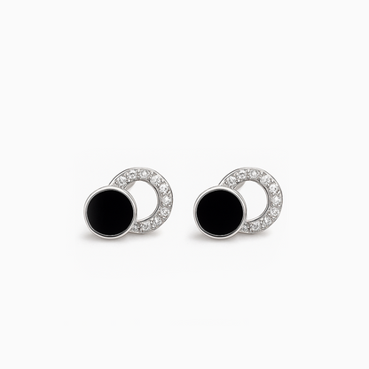 Onyx Cubic Zirconia Silver Studs