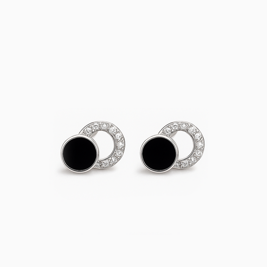 Onyx Cubic Zirconia Silver Studs