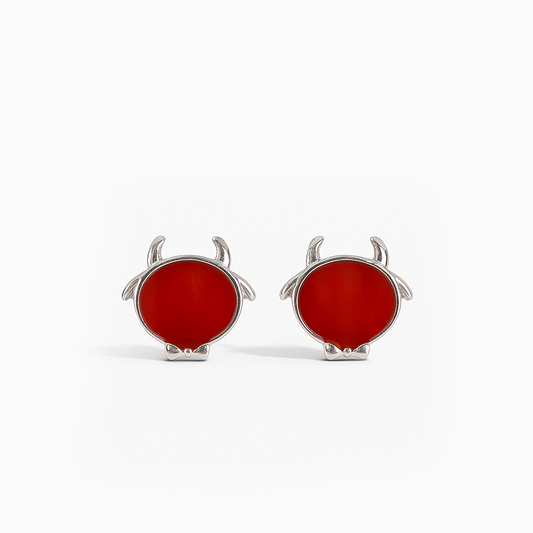 Carnelian Devil Face Silver Studs