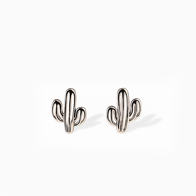Minimal Desert Cactus Silver Studs