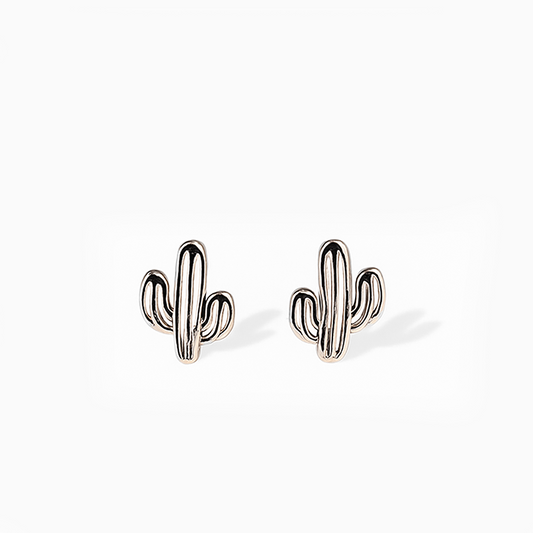 Minimal Desert Cactus Silver Studs