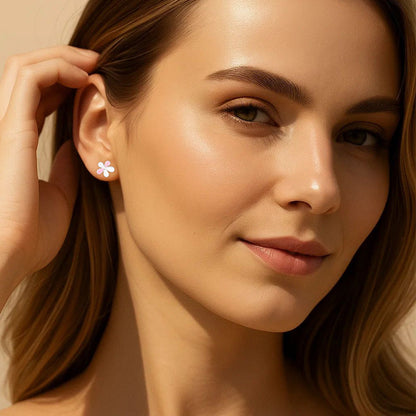 Multicolor Flower Shaped Silver Earrings