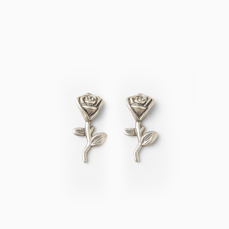 Everyday Wear Silver Rose Studs