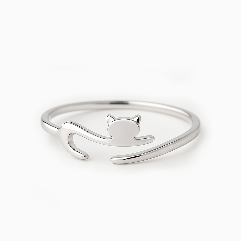 Cat Shape Open Silver Ring