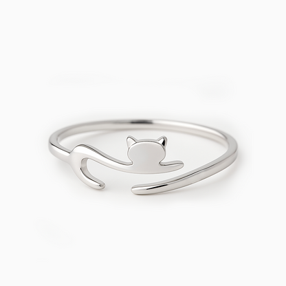 Cat Shape Open Silver Ring