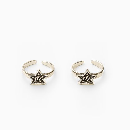 Star Charm Silver Toe Rings