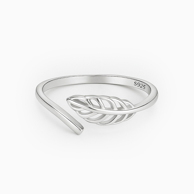 Leaf Shaped Minimal Silver Ring