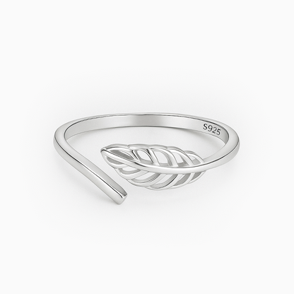 Leaf Shaped Minimal Silver Ring