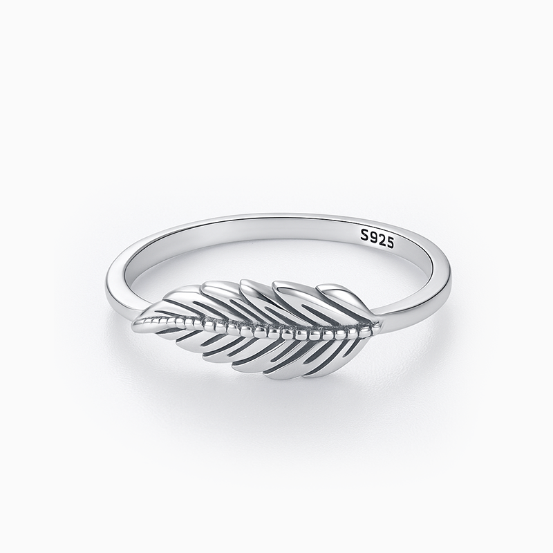 Solid Leaf Adjustable Silver Ring
