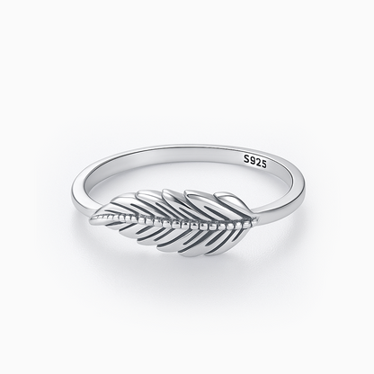 Solid Leaf Adjustable Silver Ring