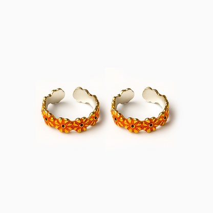 Blue/Orange Blossom Silver Toe Rings