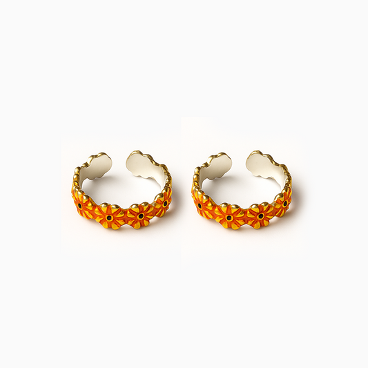 Blue/Orange Blossom Silver Toe Rings