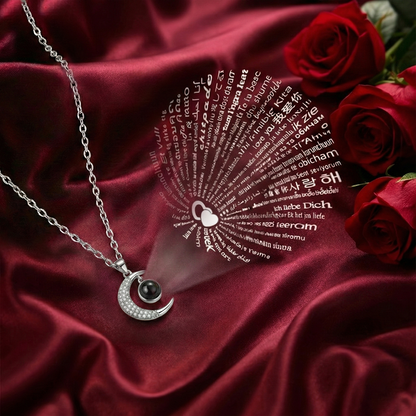 Hidden Love Message in Moon Silver Necklace