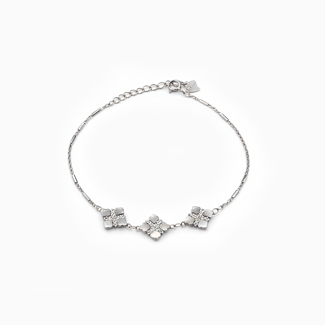 Silver Bracelet with Floral Charm