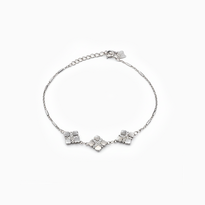 Silver Bracelet with Floral Charm