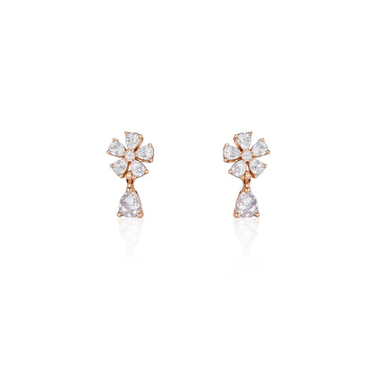 Crystal Blossom Drop Silver Stud