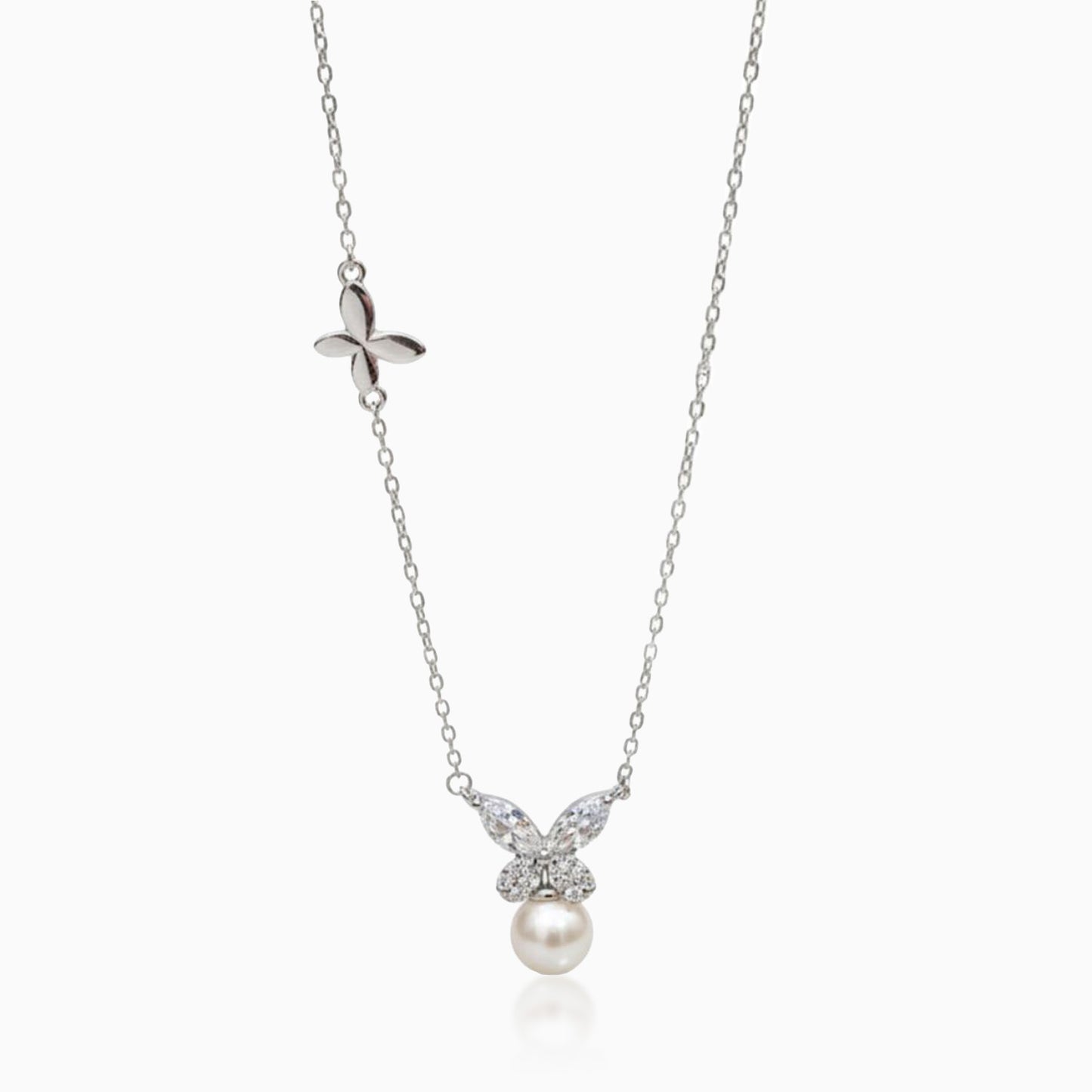 Celestial Wings Pearl Silver Necklace