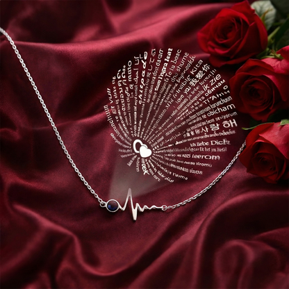 Heartbeat Love Message Silver Necklace