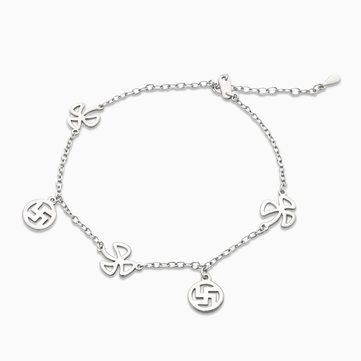 Butterfly Flower Silver Anklet