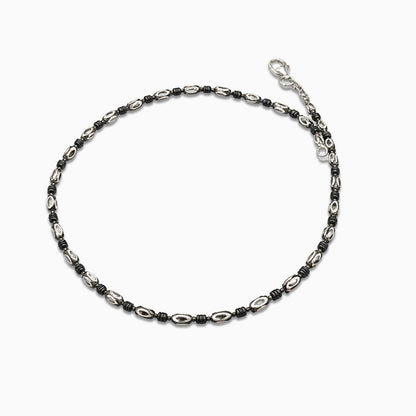 Midnight Bead Silver Anklet