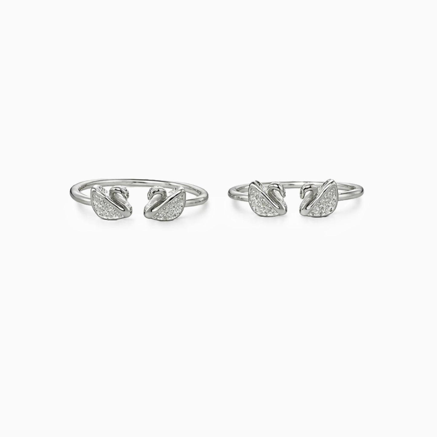 Two silver ring sets on a white background