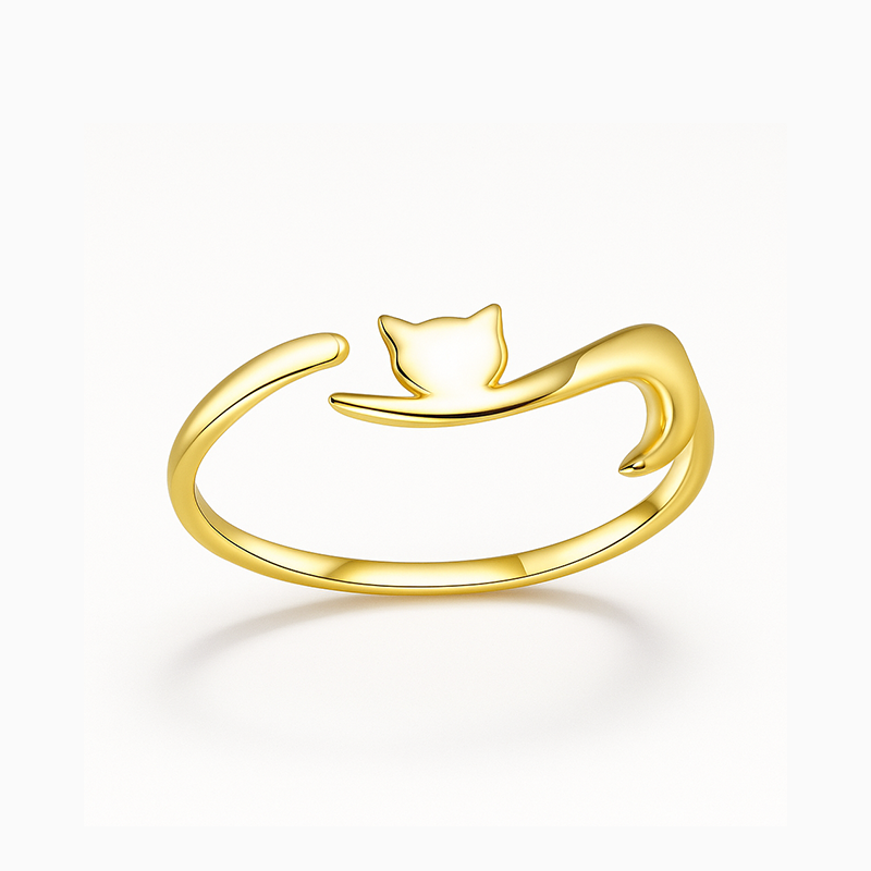 Cat Shape Open Silver Ring
