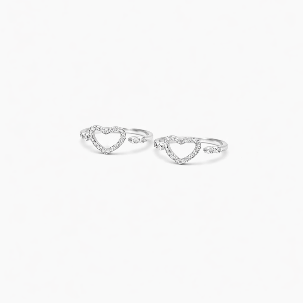 Pure Love Heart Silver Toe Rings