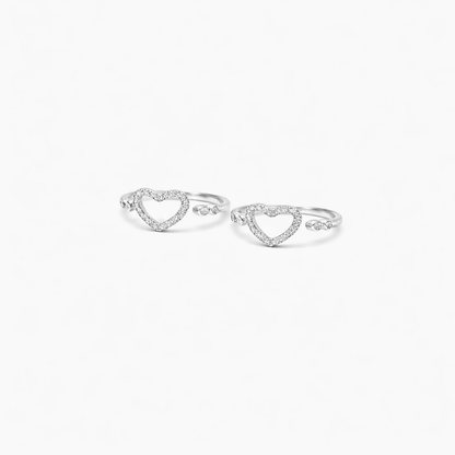 Pure Love Heart Silver Toe Rings