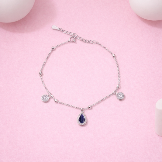 Crimson Tear Silver Bracelet