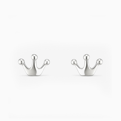 Royal Crown Silver Stud Earrings