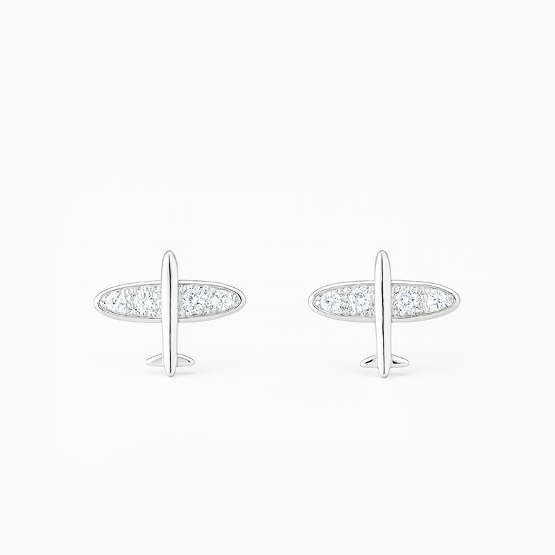 Silver Plane Design Earrings