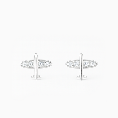 Silver Plane Design Earrings