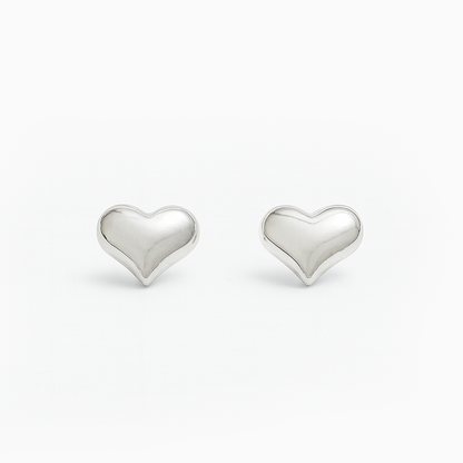 Solid Heart Shaped Silver Studs