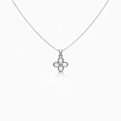 Four Petal Clover Silver Chain Necklace