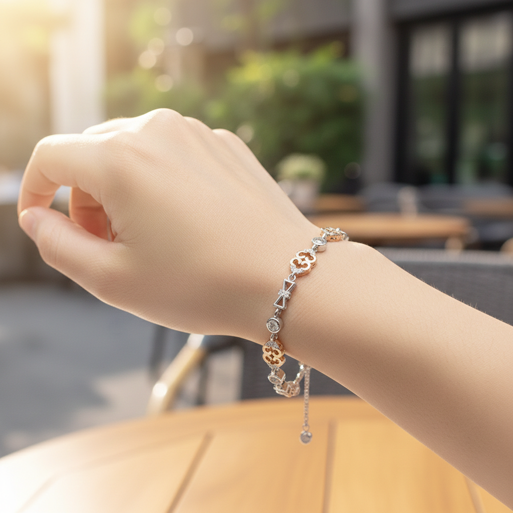 Rose Clover Shine Silver Bracelet