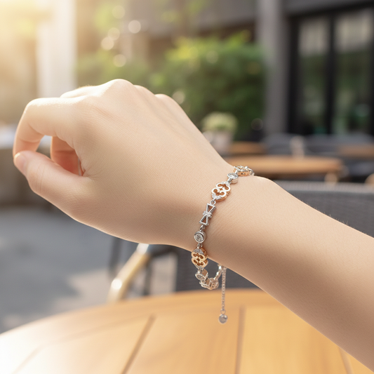 Rose Clover Shine Silver Bracelet