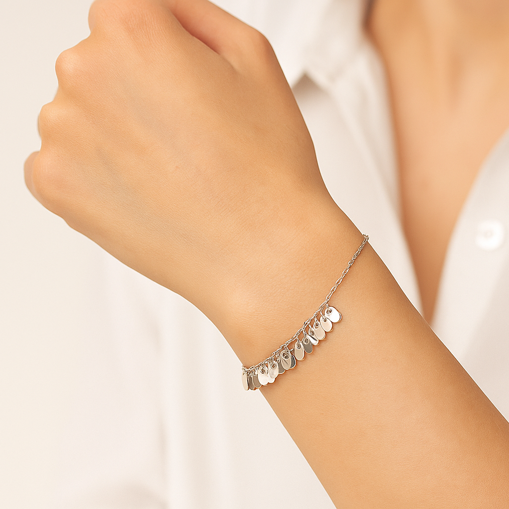 Minimalist Silver Bracelet with Dangles
