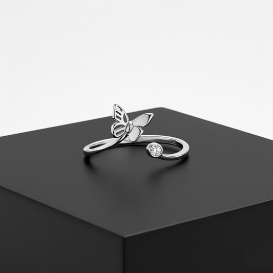 Butterfly Adjustable Silver Rings