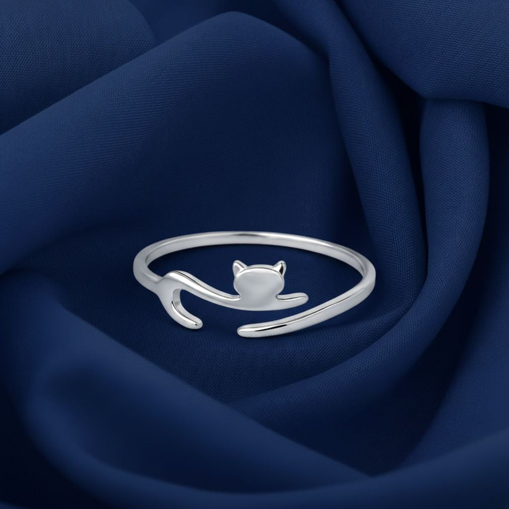 Cat Shape Open Silver Ring