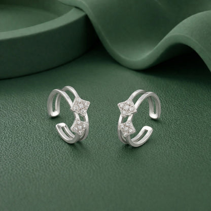 Silver Starburst Silver Toe Rings