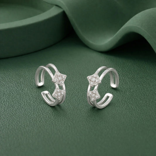 Silver Starburst Silver Toe Rings