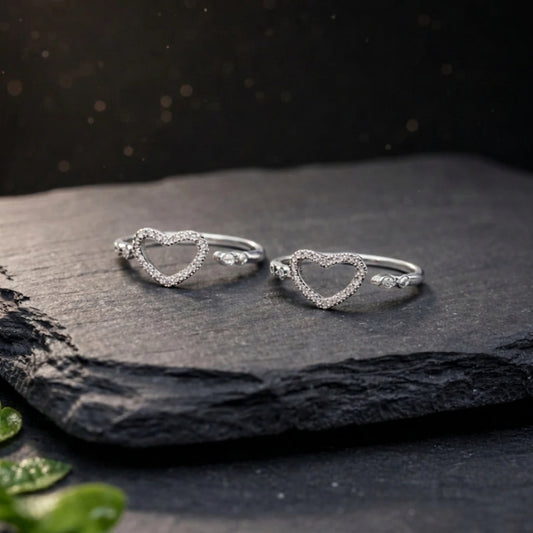 Pure Love Heart Silver Toe Rings